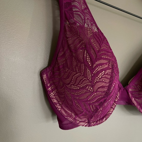 ThirdLove Feather Lace Bra Berry Crush Size 34F Purple Underwire Comfortable - Picture 4 of 16